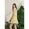 【不具名的叶】海流叶V领系带造型下摆柠檬黄真丝连衣裙/0000702E 商品缩略图2