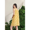 【岛屿心情】大鹿藻领口抽褶柠檬黄真丝大摆连衣裙/0000701F 商品缩略图3