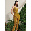 【胡枝子】古铜黄真丝丝绒高腰烟管长裤/00094A 商品缩略图0