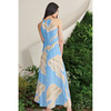 【玻利维亚】海流叶不规则拼接下摆天空蓝真丝连衣裙/0000668B 商品缩略图3