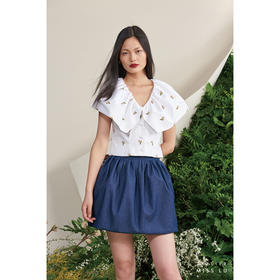 【小洋苏茜】嘭嘭显瘦高腰牛仔花苞半裙/00085A