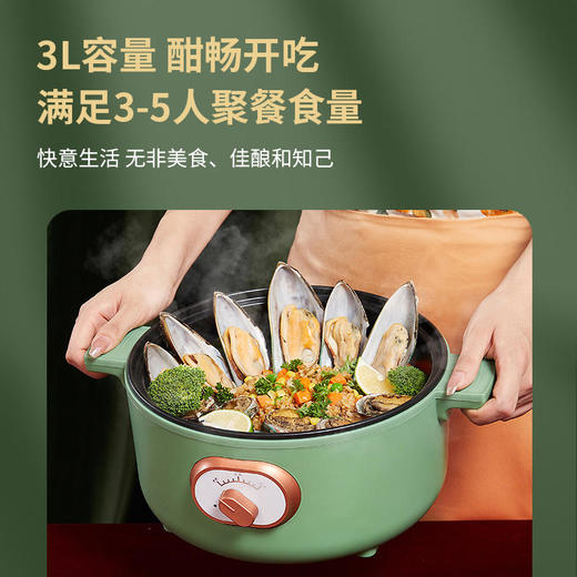 【迈卡罗】迈卡罗多功能电火锅多用途锅年货价锅不粘锅电煮锅3L电火锅MC-HG316 商品图4