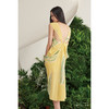 【木本曼陀罗】海流叶后背V字镂空柠檬黄真丝立裁连衣裙/0000659E 商品缩略图3
