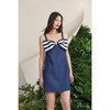 【白日幻想家】蓝白条造型蝴蝶结直筒吊带牛仔连衣裙/0000686 商品缩略图0