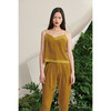 【葡萄风信子】古铜黄真丝丝绒不规则拼接领口吊带上衣00179A 商品缩略图0