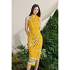 【潘思帕国王】海流叶立裁垂皱腰间系带流心黄真丝裹身连衣裙/0000703D 商品缩略图2