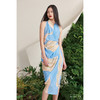 【潘思帕国王】海流叶立裁垂皱腰间系带天空蓝真丝裹身连衣裙/0000703B 商品缩略图1
