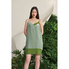 【朱莉塔】海松绿真丝丝绒不规则拼接领口吊带连衣裙/0000690 商品缩略图0
