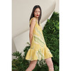 【不具名的叶】海流叶V领系带造型下摆柠檬黄真丝连衣裙/0000702E 商品缩略图1