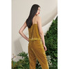 【胡枝子】古铜黄真丝丝绒高腰烟管长裤/00094A 商品缩略图3