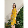 【潘思帕国王】海流叶立裁垂皱腰间系带流心黄真丝裹身连衣裙/0000703D 商品缩略图1