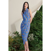 【潘思帕国王】大鹿藻立裁垂皱腰间系带海蓝真丝裹身连衣裙/0000703C 商品缩略图2