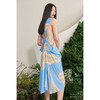 【木本曼陀罗】海流叶后背V字镂空天空蓝真丝立裁连衣裙/0000659B 商品缩略图1