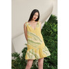 【不具名的叶】海流叶V领系带造型下摆柠檬黄真丝连衣裙/0000702E 商品缩略图0