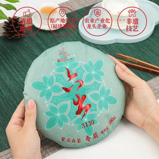 武夷星茶叶六出3130寿眉300g饼装白茶福建福鼎特级白茶茶叶自饮茶 商品图4