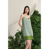 【朱莉塔】海松绿真丝丝绒不规则拼接领口吊带连衣裙/0000690 商品缩略图2