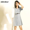 oldcolour欧珂泡泡袖亚麻V领连衣裙女中长款夏季M22101505 商品缩略图4
