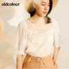 oldcolour欧珂圆领蕾丝短袖套头衫女夏季M22011248 商品缩略图3