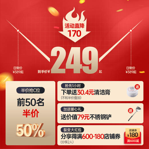 康巴赫旗舰店官方旗舰不锈钢煎锅防粘平底锅牛排双面煎蛋锅 商品图1