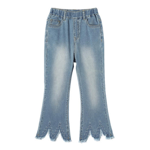 【轻薄抗菌牛仔裤】2021夏新款童装绣花磨边牛仔裤女童喇叭裤 商品图6