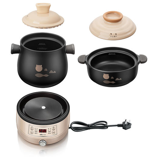 【小程序】小熊电砂锅煲汤锅电炖锅电炖盅养生锅 炖汤锅 煮粥锅 焖锅 分体式陶瓷双锅2L+4L DSG-B40J3 商品图10