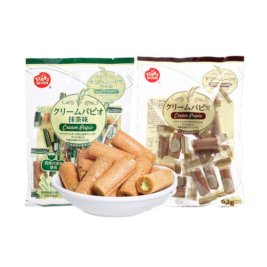日本星七牌夹心小蛋卷63g 奶油味/抹茶味 纯真童味 回忆满满 151109/059600 商品图0