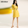 oldcolour欧珂泡泡袖亚麻V领连衣裙女中长款夏季M22101505 商品缩略图2