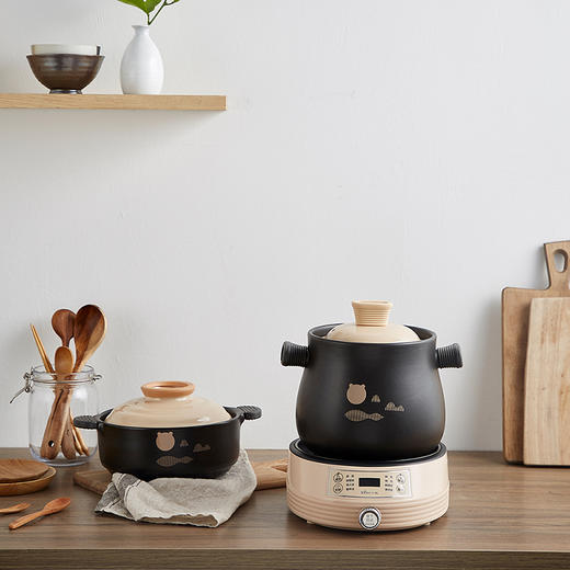 【小程序】小熊电砂锅煲汤锅电炖锅电炖盅养生锅 炖汤锅 煮粥锅 焖锅 分体式陶瓷双锅2L+4L DSG-B40J3 商品图1