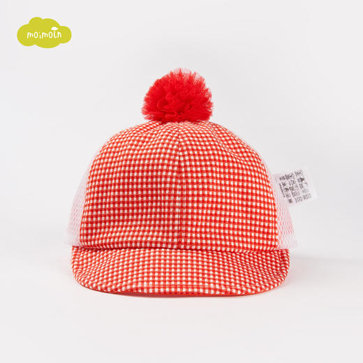 moimoln小云朵童装夏季新款女宝帽子可爱鸭舌帽格纹儿童圆顶帽LPM1IACA04 商品图0
