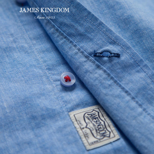 JAMES KINGDOM春夏新品男士休闲商务棉麻长袖衬衫BA188A684 商品图5