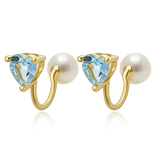 Pearl moments 天空蓝托帕石耳夹 商品图0