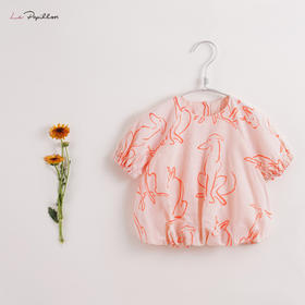 【打折】【马克珍妮 芦芙】夏装女童小动物棉麻小衫 儿童衬衣212193