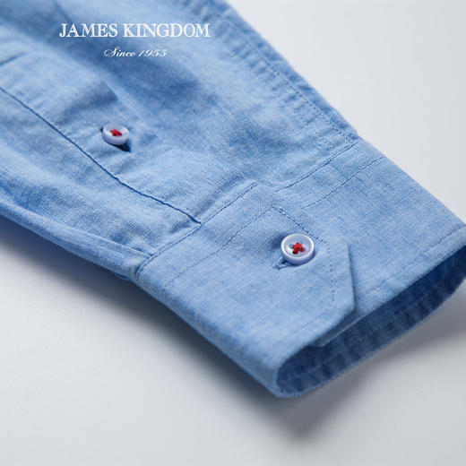 JAMES KINGDOM春夏新品男士休闲商务棉麻长袖衬衫BA188A684 商品图6
