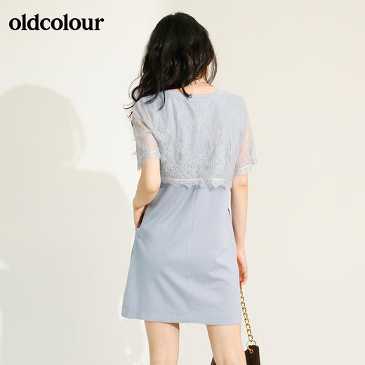 ldcolour欧珂蕾丝拼接直筒连衣裙女中长款夏季M22101220 商品图1