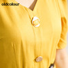 oldcolour欧珂泡泡袖亚麻V领连衣裙女中长款夏季M22101505 商品缩略图3