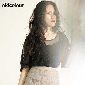 oldcolour欧珂圆领蕾丝短袖套头衫女夏季M22011248