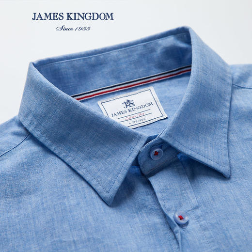JAMES KINGDOM春夏新品男士休闲商务棉麻长袖衬衫BA188A684 商品图4