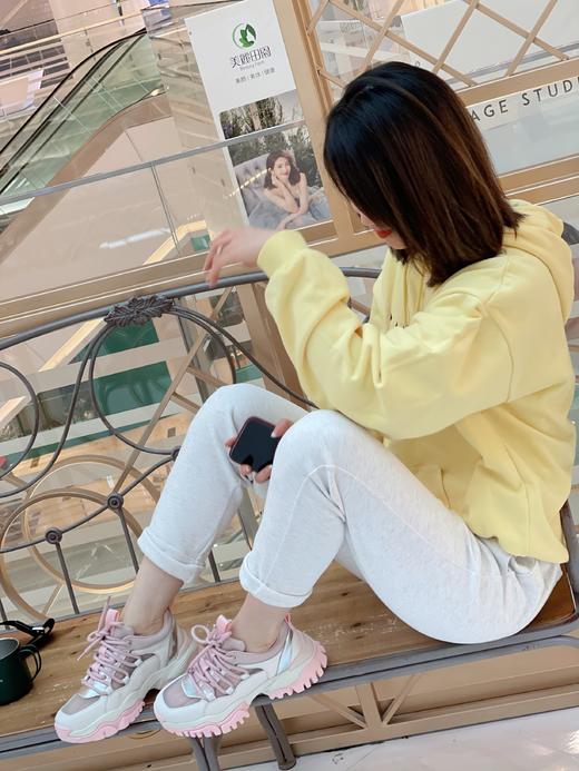 westory女鞋2021春季新款老爹鞋ins潮厚底牛皮圆头运动W21AM53171 商品图3