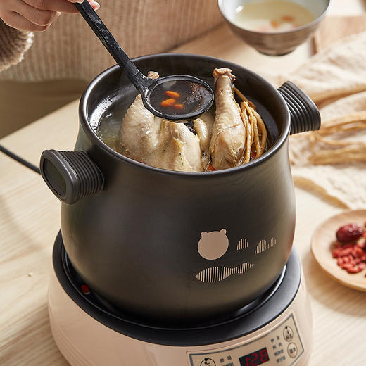 【小程序】小熊电砂锅煲汤锅电炖锅电炖盅养生锅 炖汤锅 煮粥锅 焖锅 分体式陶瓷双锅2L+4L DSG-B40J3 商品图3