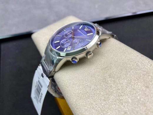 原单 Armani阿玛尼 型号：AR2448尺寸：43mm*12mm多功能三眼计时情侣腕表。 搭载多功能跑秒石英机芯强大的分针计时/秒表计时/24小时同步 商品图8