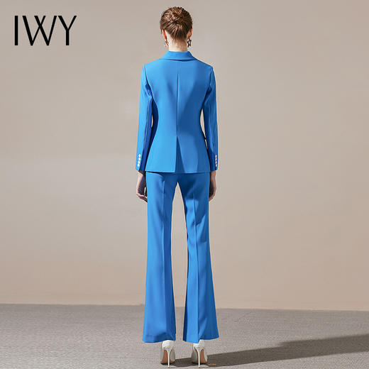 IWY/简约一粒扣高端职业装女总裁职场正装套装蓝色修身显瘦休闲工作服	203008C1+P3 商品图3