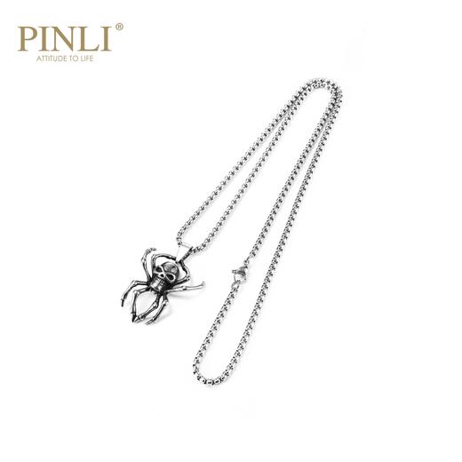 PINLI品立2021夏季男不锈钢骷髅蜘蛛吊坠项链饰品首饰D203128971 商品图1