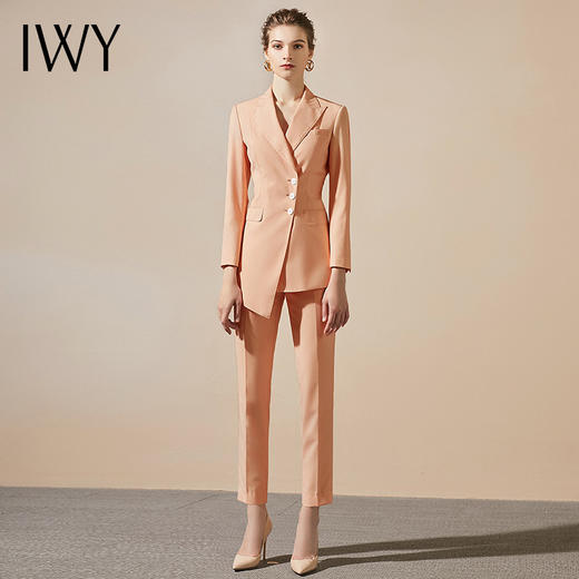 IWY/香槟粉西服套装女正装气质款复古工装洋气端庄高定白领时尚ol203132C1+P1 商品图0