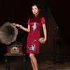 上海旗袍厂LHS-2003新款年轻婆婆婚宴婚礼烫钻气质短款旗袍 中国风妈妈装连衣裙春季 商品缩略图3