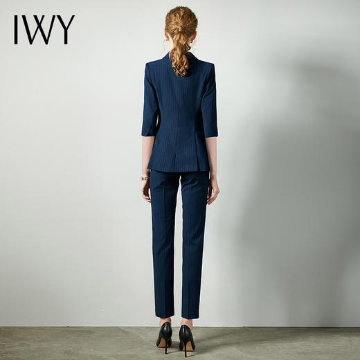 IWY/藏青色职业套装女设计感七分袖时尚气质定制西装时髦主管高档C10388+P10345 商品图3