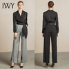IWY/黑色绑带长袖衬衫千鸟格拼黑长裤套装203091B1+203091P6 商品缩略图0