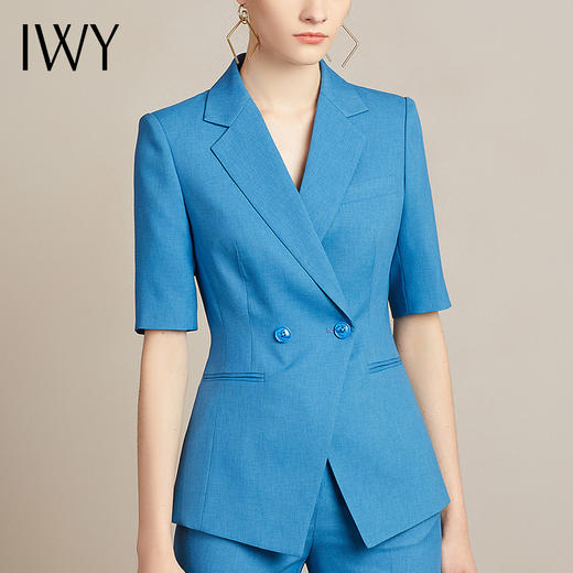 IWY/直播福利款 新品蓝色短袖西装裤子套装212014C1+P1 商品图4