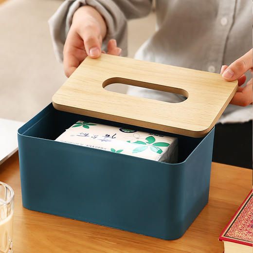 【木盖桌面抽纸收纳盒】木盖桌面抽纸收纳盒北欧风纸巾盒家用客厅长方形居家日用 商品图2