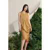 【木本曼陀罗】古铜黄后背V字镂空立裁设计中长款连衣裙/0000659 商品缩略图1
