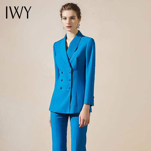 IWY/春秋时尚总裁蓝色西装套装气质洋气青果领商务正装203133C1+203133P3 商品图1